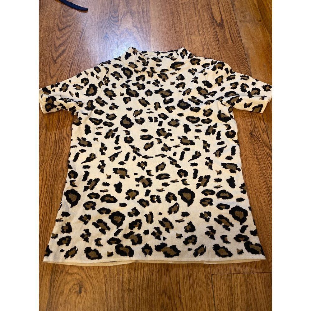 FIeld flower, women's cheetah print short sleeve high neck blouse size XS